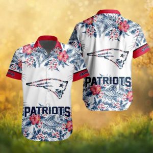 New England Patriots White Hibiscus Bloom NFL Hawaiian Shirt