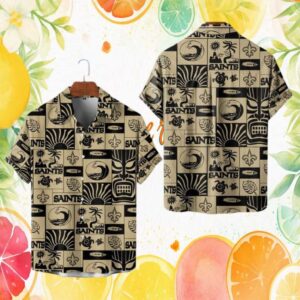 New Orleans Saints Fleur de Lis Tiki Tribal Hawaiian Shirt