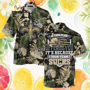 New Orleans Saints Floral Hawaiian Shirt “If This Flag Offends You” Fan Gear New Orleans Saints Floral Hawaiian Shirt “If This Flag Offends You” Fan Gear