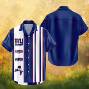 New York Giants Blue Vertical Stripe NFL Bowling Hawaiian Shirt Classic Fan Button Up