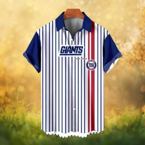 New York Giants Classic Pinstripe Team Spirit Button Up Hawaiian Shirt