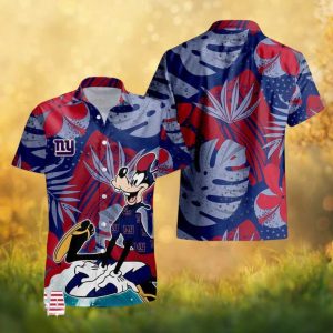 New York Giants Goofy Surfing Blue and Red Tropical Hawaiian Shirt
