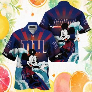 New York Giants Mickey Mouse Surfing Beach NFL Hawaiian Shirt New York Giants Mickey Mouse Surfing Beach NFL Hawaiian Shirt