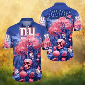 New York Giants Nightmare Pumpkin & Skull Fantasy Hawaiian Shirt