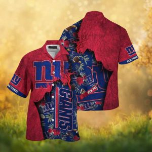 New York Giants Ripped Stone Blue & Red NFL Hawaiian Shirt