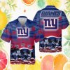 New York Giants Skull & Cherry Blossom Hawaiian Shirt Blue New York Giants Skull & Cherry Blossom Hawaiian Shirt Blue