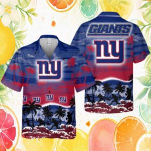 New York Giants Scenic Palm Tree Beach Sunset Hawaiian Shirt NFL Summer Fan Collection New York Giants Scenic Palm Tree Beach Sunset Hawaiian Shirt NFL Summer Fan Collection