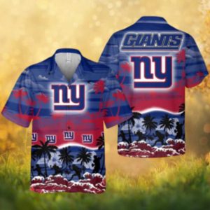 New York Giants Scenic Palm Tree Beach Sunset Hawaiian Shirt NFL Summer Fan Collection