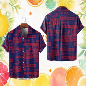 New York Giants Tiki Mosaic Pattern NFL Hawaiian Shirt