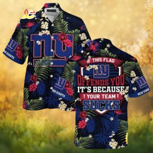 New York Giants Tropical Pattern Hawaiian Shirt Funny NFL Fan Summer Apparel