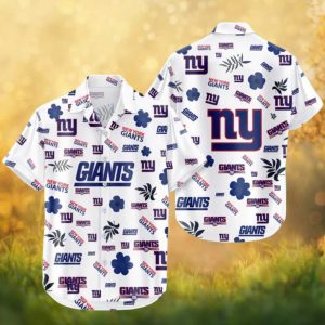 New York Giants White Classic Logo All Over NFL Hawaiian Shirt