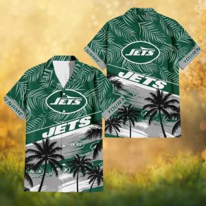 New York Jets Custom Name Summer Beach Palm Tree Hawaiian Shirt