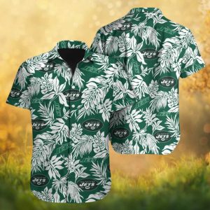 New York Jets Green & White Tropical Monstera Leaf Hawaiian Shirt