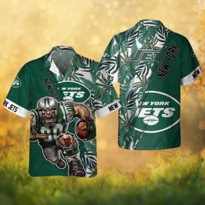 New York Jets Mascot Graphic Tropical NFL Hawaiian Shirt