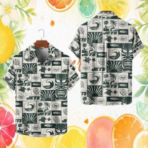 New York Jets NFL Hawaiian Tiki Hawaiian Shirt Dark Green Tropical Summer Football Jersey