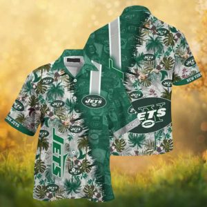 New York Jets NFL Split Design Vintage Tropical Palm Tree Hawaiian Shirt