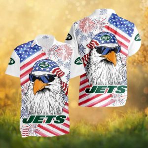 New York Jets Patriotic American Flag Eagle Fireworks Hawaiian Shirt