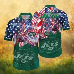 New York Jets Patriotic American Flag Fireworks Green Hawaiian Shirt