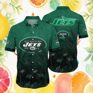 New York Jets Retro Green Silhouette Flamingo Tropical Hawaiian Shirt New York Jets Retro Green Silhouette Flamingo Tropical Hawaiian Shirt
