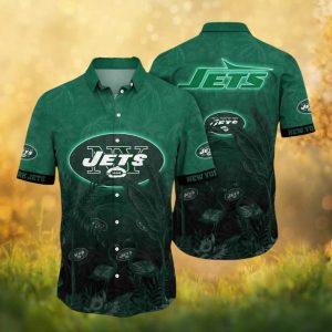 New York Jets Retro Green Silhouette Flamingo Tropical Hawaiian Shirt