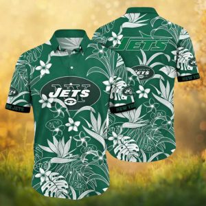 New York Jets Tropical Floral Hawaiian Shirt NFL Summer Apparel