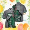 New York Jets Angry Mascot Tropical Palm Leaf NFL Hawaiian Shirt New York Jets Angry Mascot Tropical Palm Leaf NFL Hawaiian Shirt