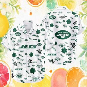 New York Jets White & Green Floral All Over NFL Hawaiian Shirt New York Jets White & Green Floral All Over NFL Hawaiian Shirt