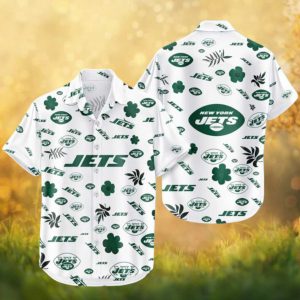 New York Jets White & Green Floral All Over NFL Hawaiian Shirt