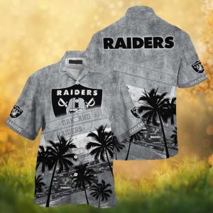 Oakland Raiders Black and White Palm Tree Sunset NFL Hawaiian Shirt