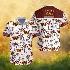 Washington Commanders Tropical Palm Tree White Hawaiian Shirt