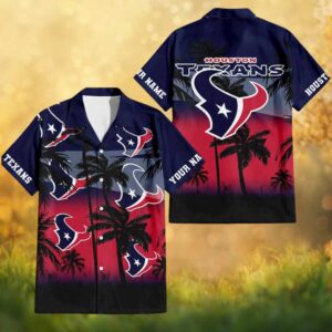 Personalised Houston Texans Sunset Beach Palm Tree Hawaiian Shirt
