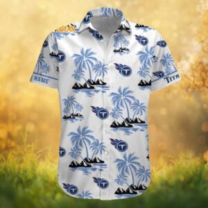 Personalised Tennessee Titans White Tropical Palm Tree Hawaiian Shirt