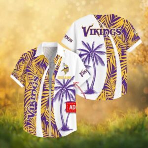Personalizable Minnesota Vikings Palm Leaf Split Hawaiian Shirt