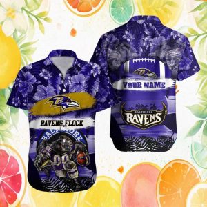 Personalized Baltimore Ravens Flock Football Hawaiian Shirt Personalized Baltimore Ravens Flock Football Hawaiian Shirt