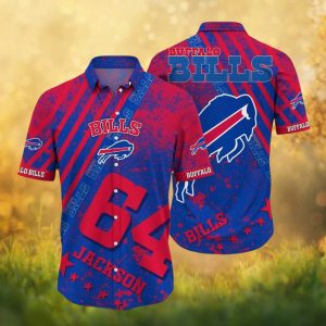 Personalized Buffalo Bills #64 Jackson Custom Name Sporty Hawaiian Shirt