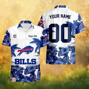 Personalized Buffalo Bills Blue Hibiscus Tropical Hawaiian Shirt