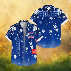 Personalized Buffalo Bills Falling Sakura Cherry Blossom Navy Hawaiian Shirt