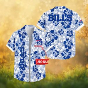 Personalized Buffalo Bills Light Blue Allover Hibiscus Print Hawaiian Shirt