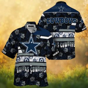 Personalized Dallas Cowboys Black Hibiscus Floral Pattern NFL Hawaiian Shirt