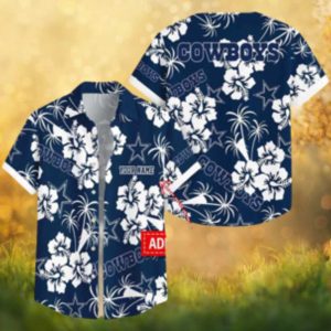 Personalized Dallas Cowboys Hawaiian Shirt Navy Hibiscus Floral Print