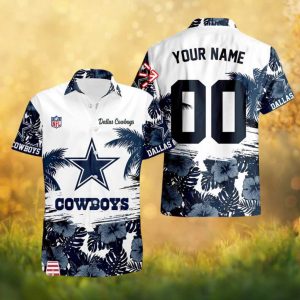 Personalized Dallas Cowboys Tropical Floral White Hawaiian Shirt