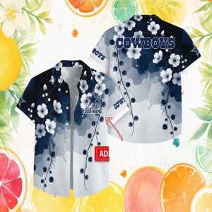 Personalized Dallas Cowboys Watercolor Cherry Blossom Hawaiian Shirt