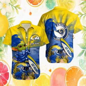Personalized LA Rams Grogu Baby Yoda Beach Style NFL Hawaiian Shirt