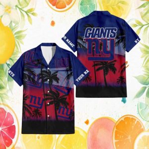 Personalized NY Giants Sunset Palm Tree Silhouette Hawaiian Shirt