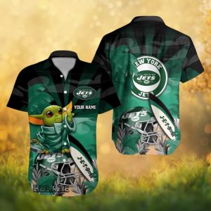 Personalized New York Jets Grogu Baby Yoda Tropical NFL Hawaiian Shirt Personalized New York Jets Grogu Baby Yoda Tropical NFL Hawaiian Shirt