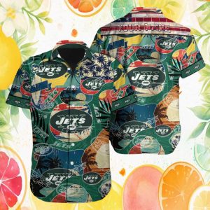 Personalized New York Jets Vintage Tropical Beach Hawaiian Shirt