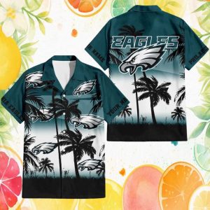 Personalized Philadelphia Eagles Beach Sunset Palm Tree Hawaiian Shirt