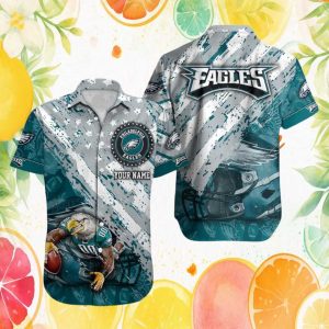 Personalized Philadelphia Eagles Custom Name Hawaiian Shirt Fierce Eagle Football Art Personalized Philadelphia Eagles Custom Name Hawaiian Shirt Fierce Eagle Football Art
