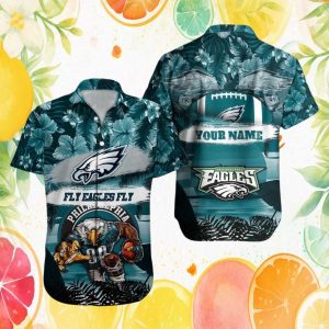 Personalized Philadelphia Eagles Fly Eagles Fly Teal NFL Hawaiian Shirt Personalized Philadelphia Eagles Fly Eagles Fly Teal NFL Hawaiian Shirt
