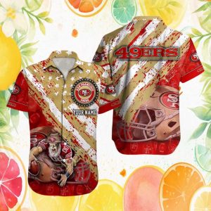 Personalized San Francisco 49ers Custom Name Football Helmet Graphic Hawaiian Shirt Personalized San Francisco 49ers Custom Name Football Helmet Graphic Hawaiian Shirt
